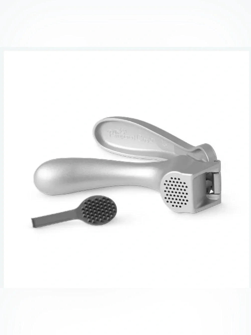 Pampered Chef Silver Handheld Garlic Press
